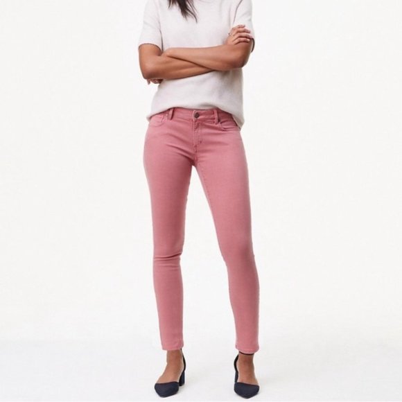 LOFT Denim - Loft Mid Rise Skinny Crop Dusty Rose Pink Jeans Size 25/0